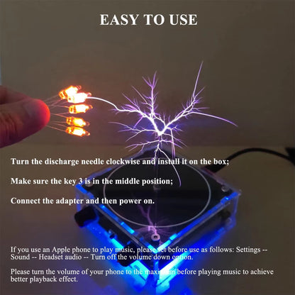 NEW Music Tesla Coil Bluetooth/Aux Dual Mode Music Box Artificial Lightning Touchable Audio Input Bluetooth Science Experiments