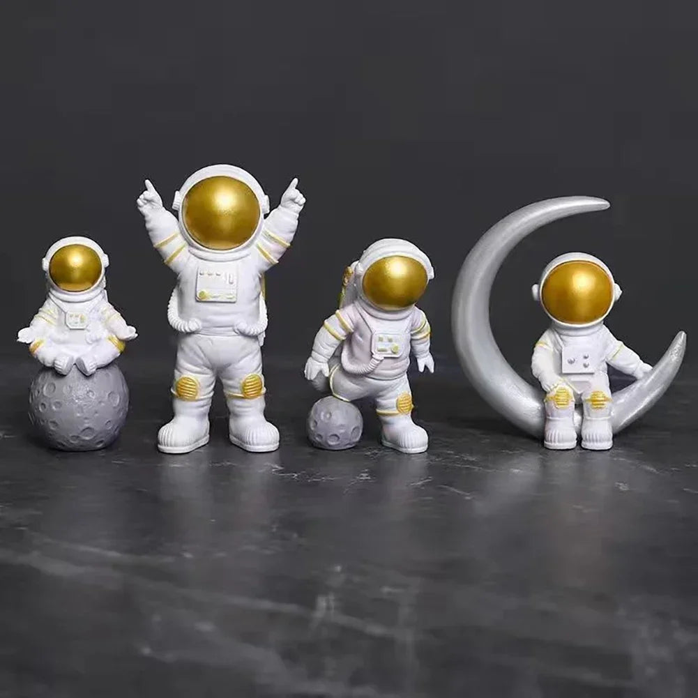 4 Pcs Astronaut Figure Statue Figurine Spaceman Sculpture Educational Toy Desktop Home Decoration Astronaut Model for Kids Gift