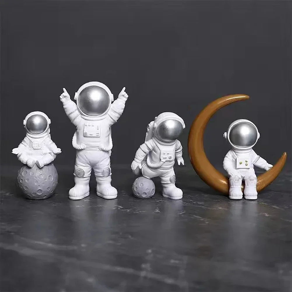 4 Pcs Astronaut Figure Statue Figurine Spaceman Sculpture Educational Toy Desktop Home Decoration Astronaut Model for Kids Gift