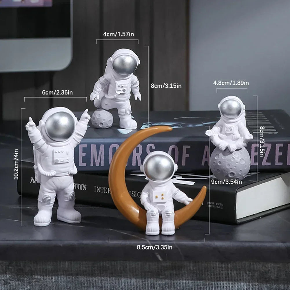 4 Pcs Astronaut Figure Statue Figurine Spaceman Sculpture Educational Toy Desktop Home Decoration Astronaut Model for Kids Gift