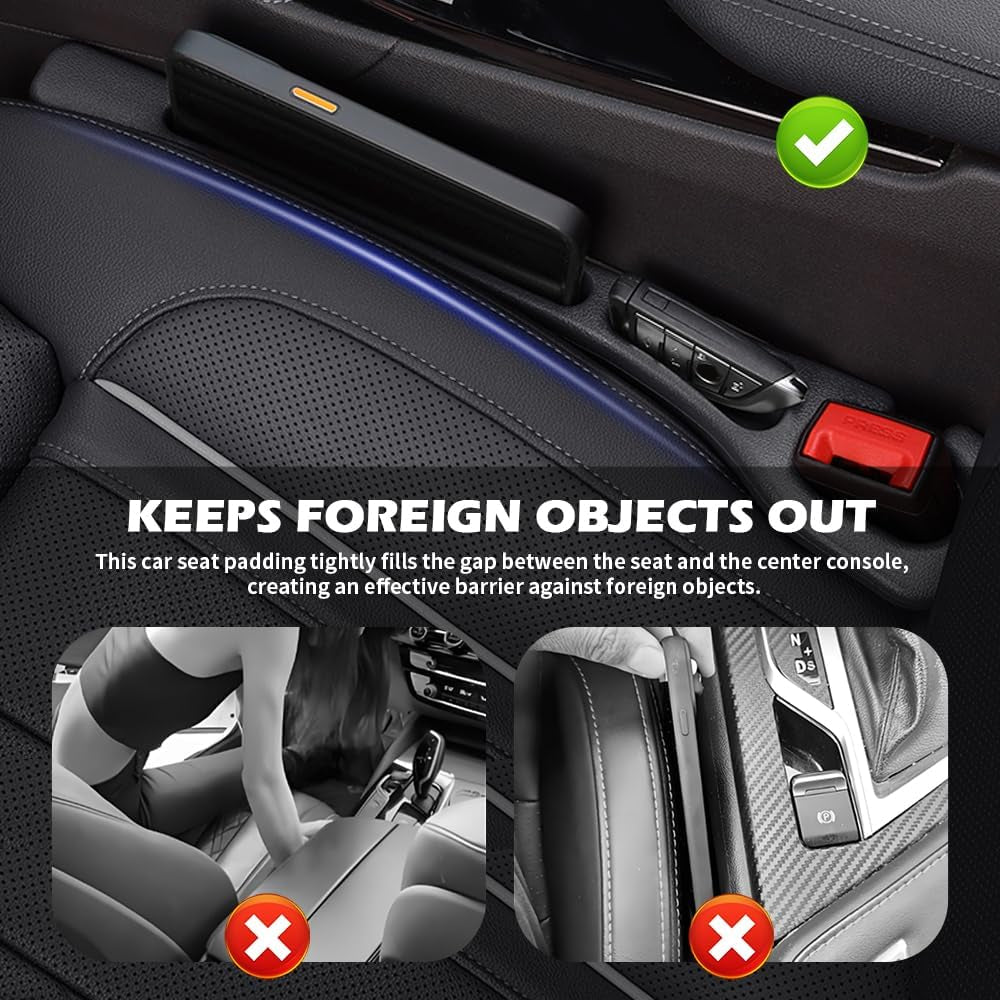 2PCS Car Gap Filler with Storage Slots,Upgrade Version Car Seat Gap Filler Organ